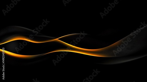 Abstract gold and black waves flow with serene digital artwork for modern design elegant contrast visual expression art concept.