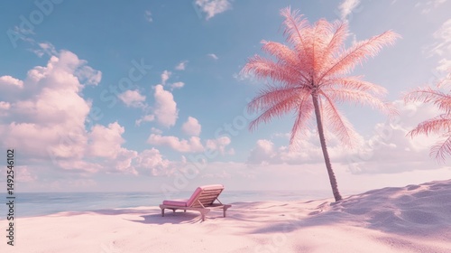 Obraz na płótnie Pink beach relaxation w salonie