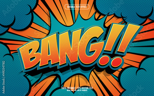 Bang Comic cartoon style 3D editable text effect