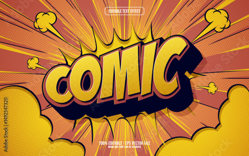 Comic cartoon style 3D editable text effect