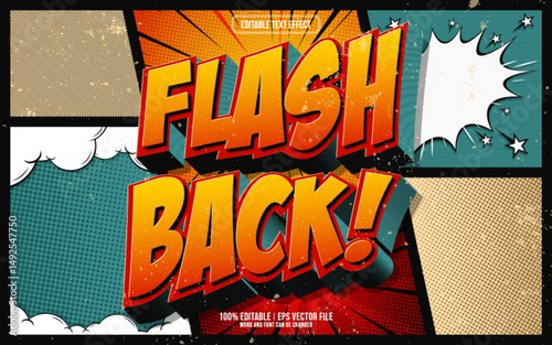 Flash Back cartoon style 3D editable text effect