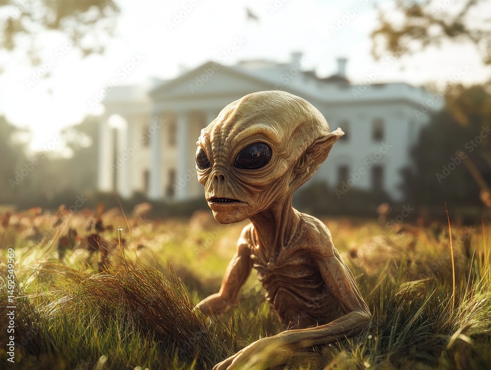 Alien in front of the white house