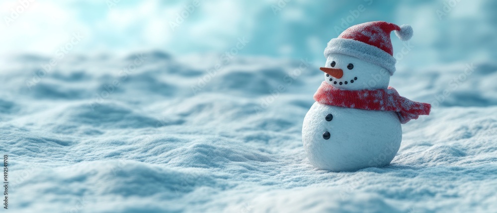 Small snowman on snow