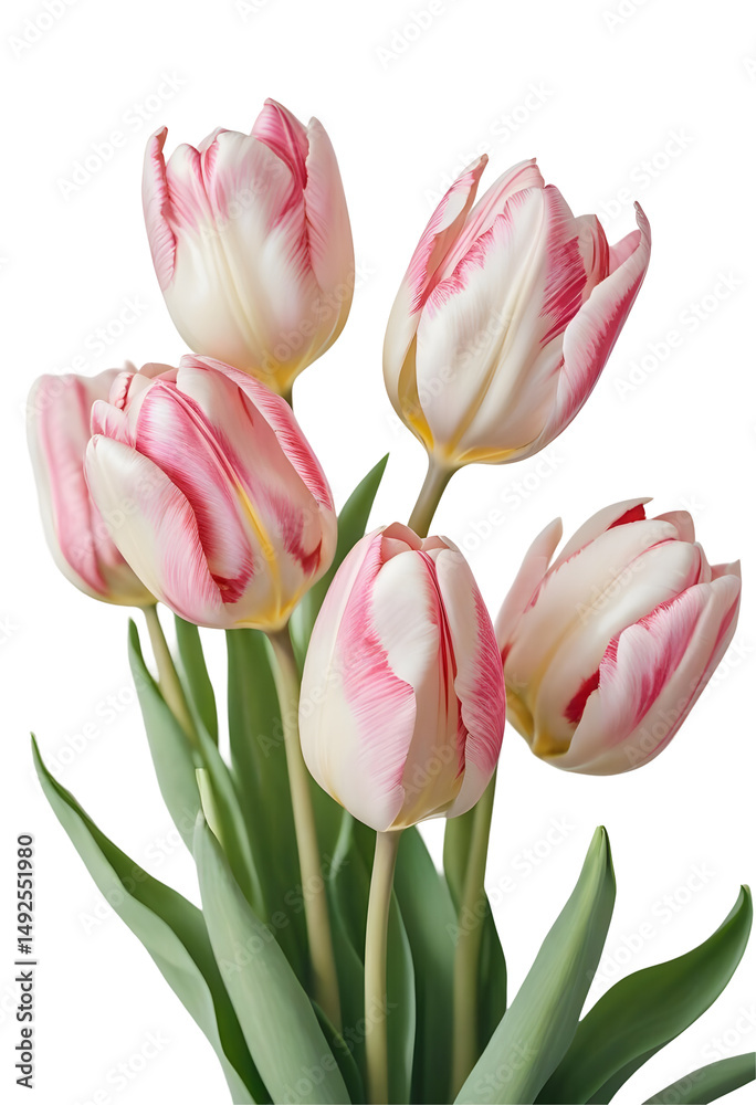 Fototapeta premium Elegant Bouquet of Pink Tulips, isolated on transparent background, png