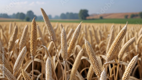 Vibrant millet crops ripening in agricultural landscape