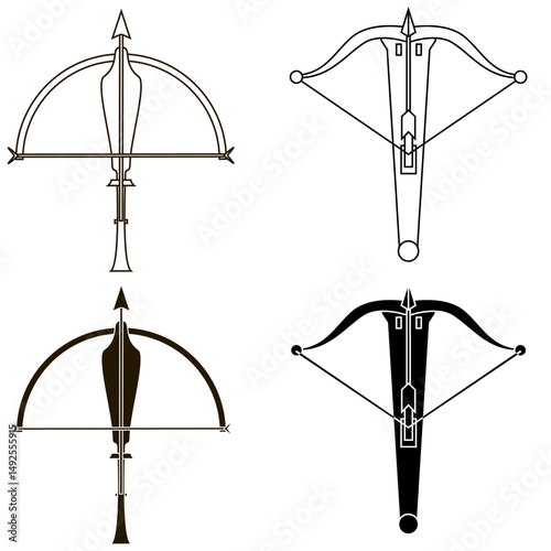 Crossbow icon vector set. Arbalest illustration sign collection. Bow symbol or logo.