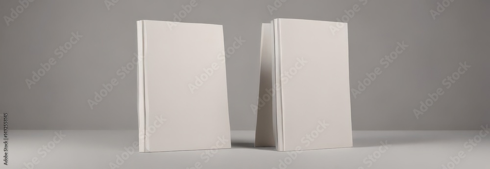 Fototapeta premium Blank book cover mockup, textured paper background, product, paper
