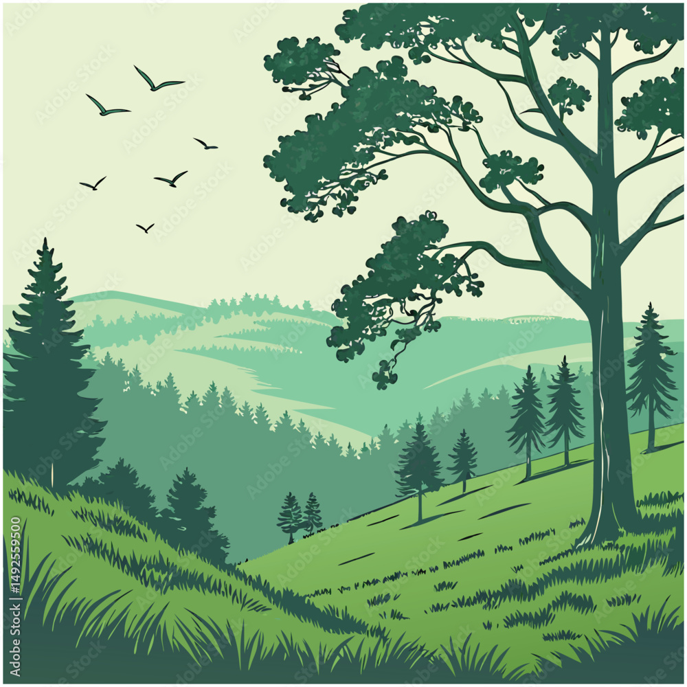 Fototapeta premium forest illustration