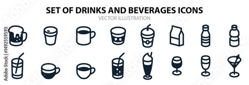 Drinks and Beverages icons with White Background