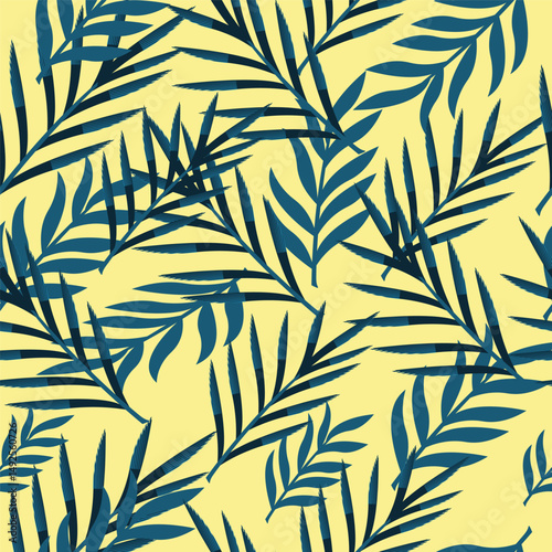 Summer  seamless pattern tropical leaves modern vector  geometric print for wallpaper, textile design , repeat background .