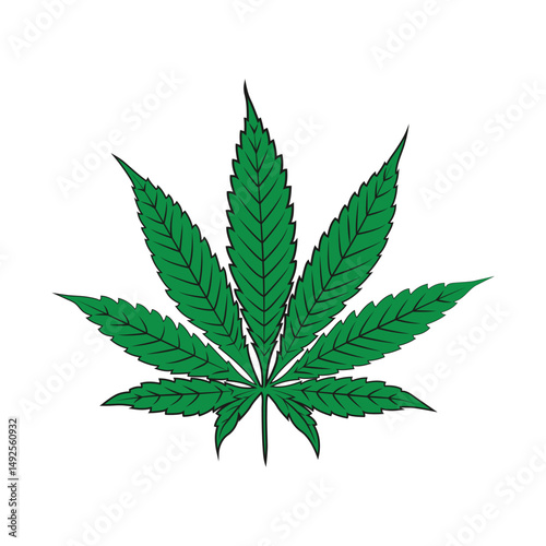 Marijuana or weed leaf isolated on white background. Vector illustration cartoon