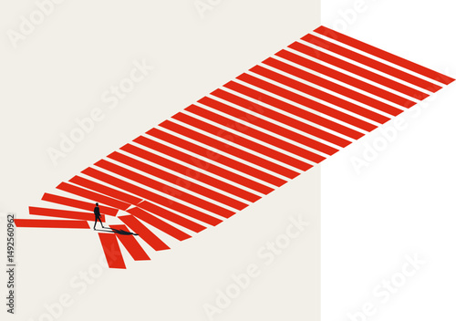 Business challenge and breakthrough vector concept. Symbol of new opportunity, direction, ambition. Minimal design eps10 illustration.