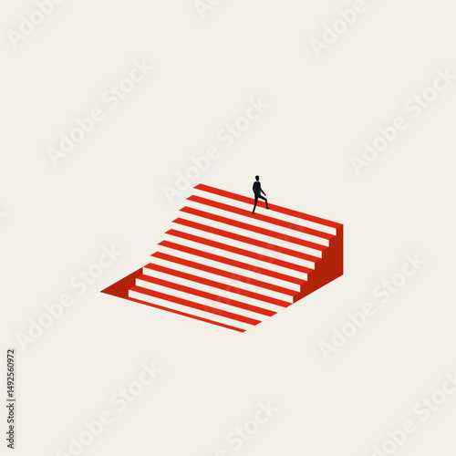 Business career growth vector concept. Symbol of rise, promotion, success, corporate ladder. Minimal design eps10 illustration.