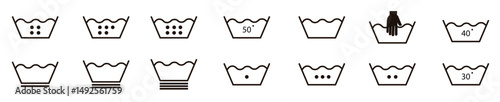 Icon set of laundry symbols, vector illustration print label cloth