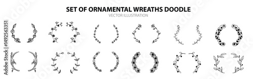 Set of Ornamental wreaths stripes vector illustration.