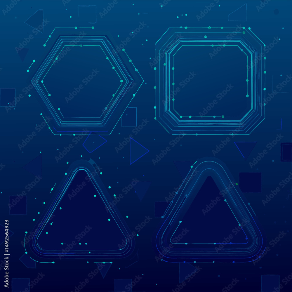 Obraz premium Abstract Blue Night Sky Vector with Star Constellations and Digital Light Patterns