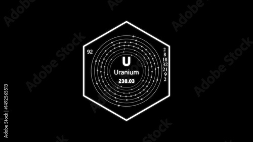 Oxygen chemical element periodic table on background.Oxygen number 8, animated periodic table.Shows name, atomic weight and element number.