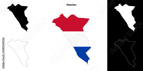 Heerlen blank outline map set