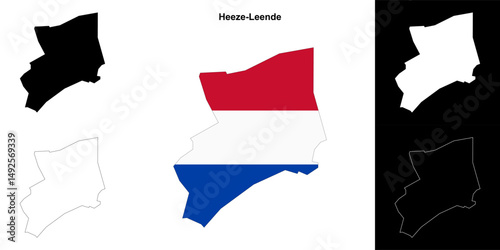Heeze-Leende blank outline map set