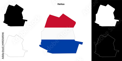 Heiloo blank outline map set