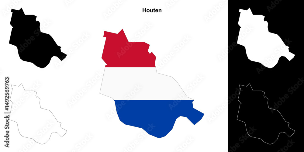 Fototapeta premium Houten blank outline map set