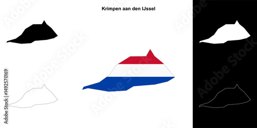Krimpen aan den IJssel blank outline map set