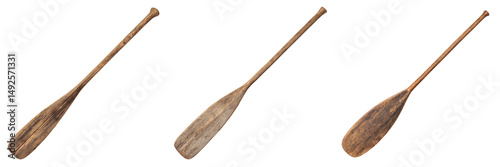 Vintage Wooden Paddles Isolated on a Transparent Background