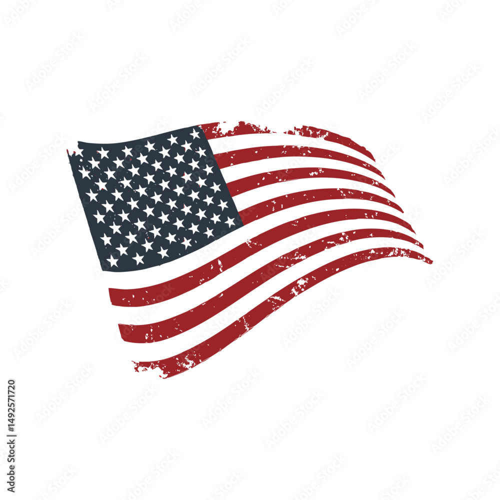 Fototapeta premium Waving USA flag vector illustration. American national flag icon for patriotic designs, Independence Day