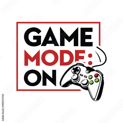 Game mode on typography vector illustration. Bold gaming t-shirt design with modern lettering for print, apparel, or merch

