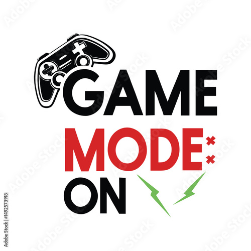 Game mode on typography vector illustration. Bold gaming t-shirt design with modern lettering for print, apparel, or merch

