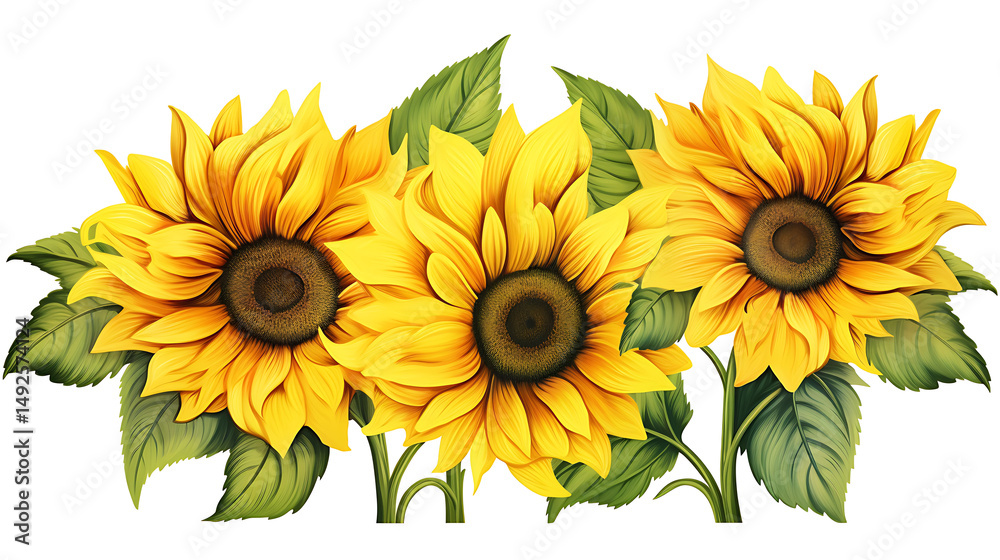 Naklejka premium Sunflowers Isolated