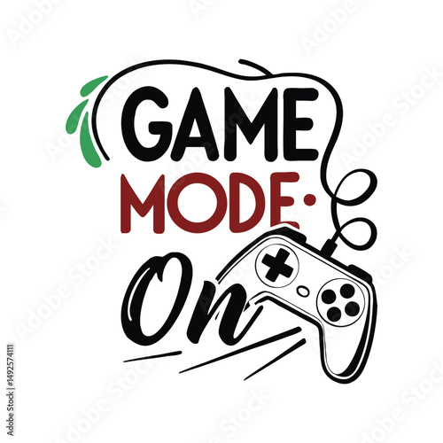 Game mode on typography vector illustration. Bold gaming t-shirt design with modern lettering for print, apparel, or merch

