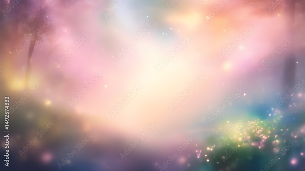 Fototapeta premium Mystical Light Burst in Dreamy Cosmic Galaxy with Sparkles and Radiance in Soft Pastel Tones ai