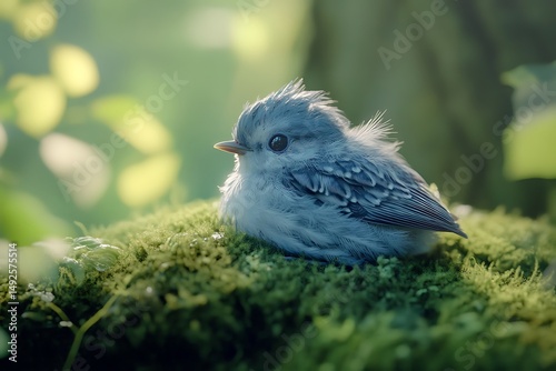 Soft-Toned Small Bird with Patterned Feathers in Natural Light