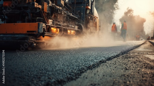 Asphalt Milling Machine in Action on Urban Street