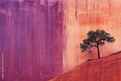 Towering Sandstone Wall with Stripes of Red and Orange