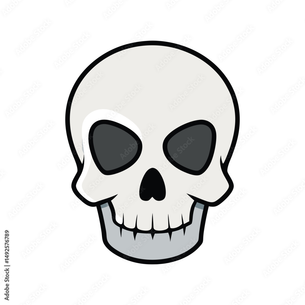 Obraz premium Skull drawing silhouette vector illustration. Gothic style, dark design, detailed contour, spooky and edgy icon