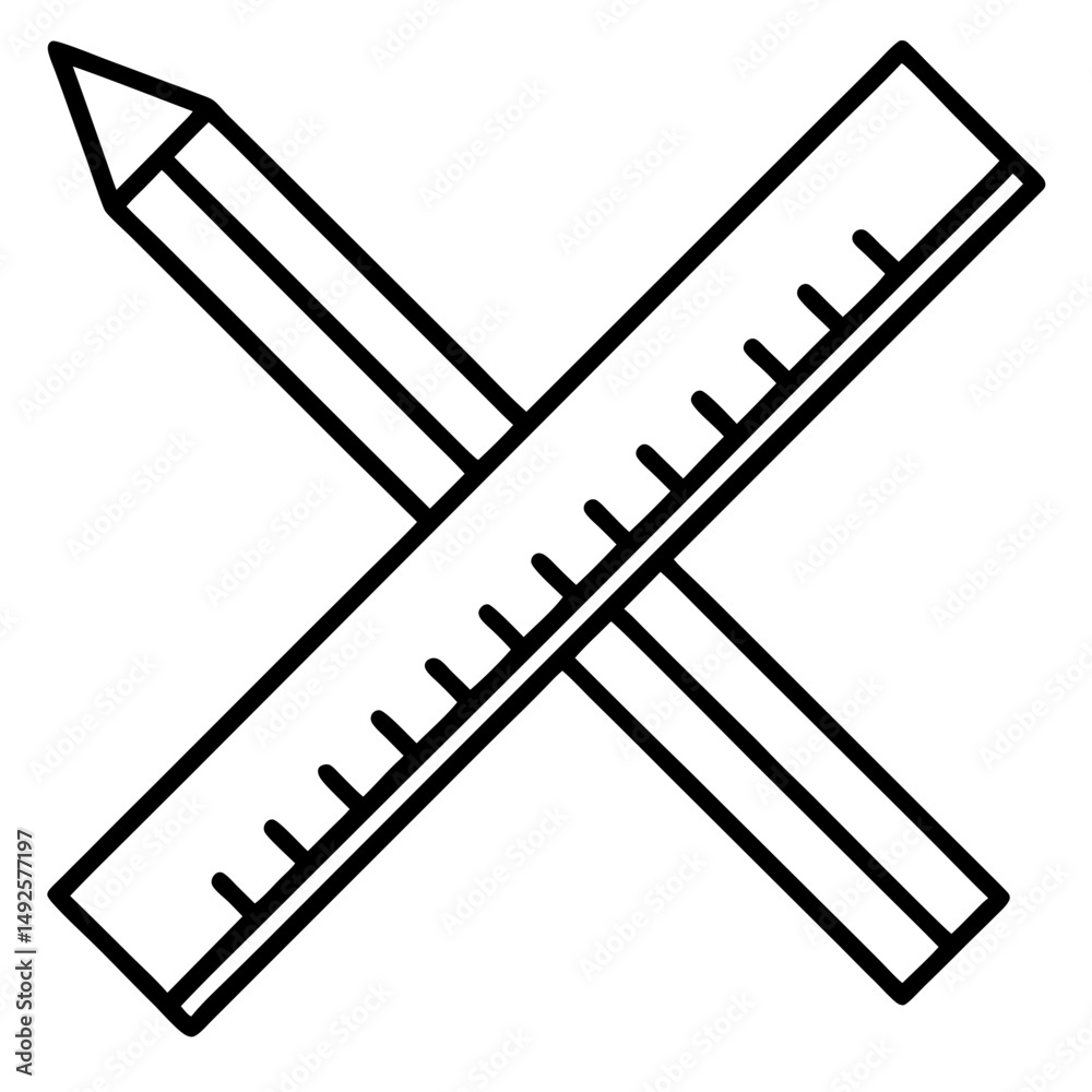 Ruler-and-pencil-icon - on white background, Instant Digital Download. Ruler-and-pencil-icon - on white background, Instant Digital Download.