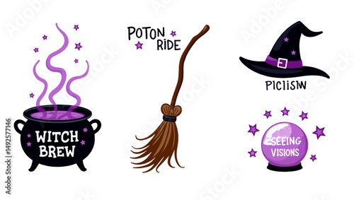 "Spooky Halloween Vector Set – Pumpkins, Ghosts, Witches, and Haunted Elements"

