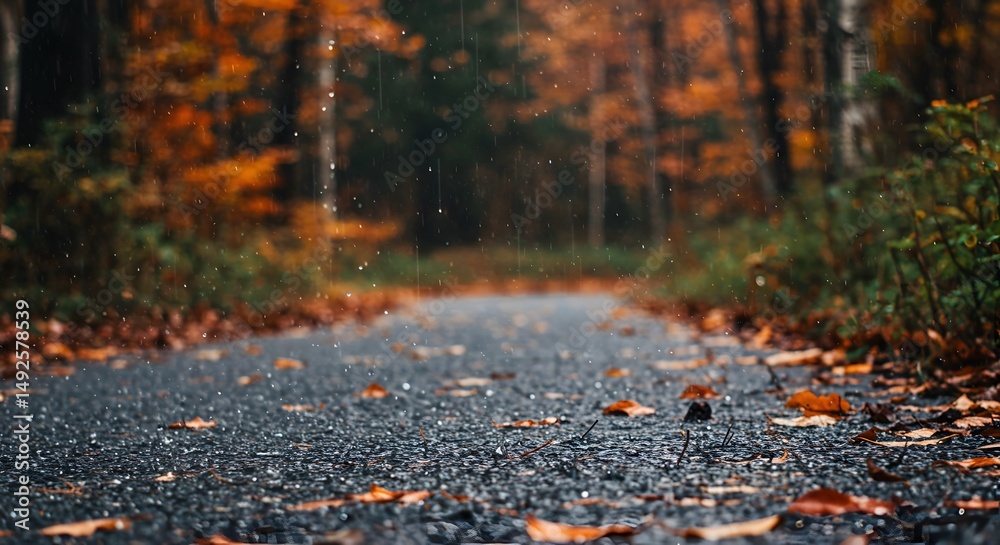 Obraz premium Autumn Forest Path with Fallen Leaves