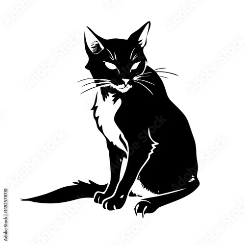Intense Black Cat Portrait