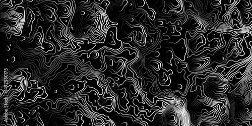 The black grey on white contours vector topography stylized height of the lines. The concept of a conditional geography scheme and the terrain path. Ultra wide. Map vector terrain Illustration.	
