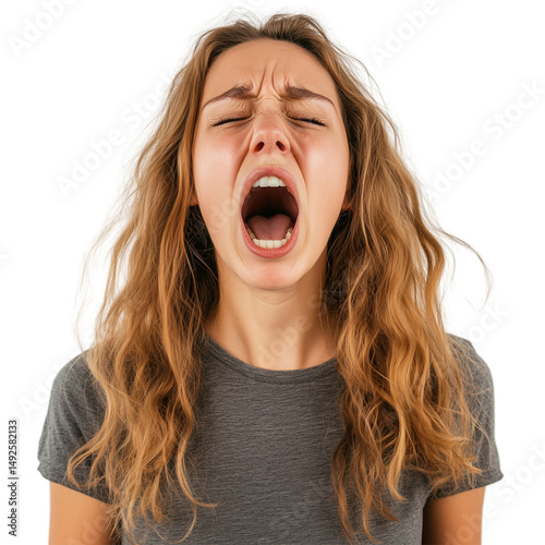 little girl screaming on transparent png background