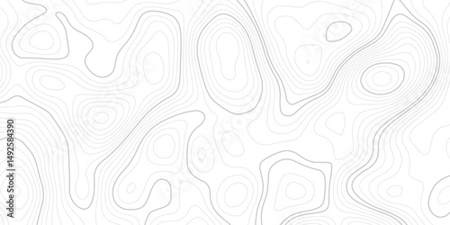 The grey white on black contours vector topography stylized height of the lines. The concept of a conditional geography scheme and the terrain path. Ultra wide. Map vector terrain Illustration.	