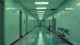 Hospital Backrooms creepy three dimensional design. Liminal space  abstract interior. Alone in abandoned building 3d render illustration, nightmare or a bad dream. Game concept