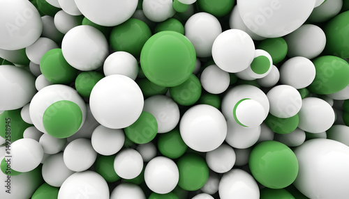 A unique pattern of many round green and white medicine pills creates a concept on a green background
