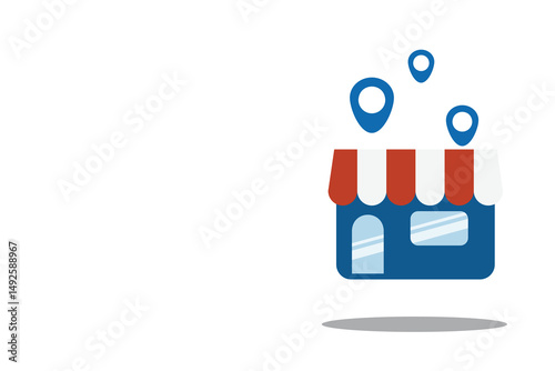 Store location pin. business map direction address for online shopping marketing sale or shop destinations advertisement in website, application or background banner. Vector illustration flat design.