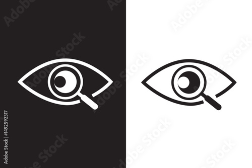 Eye Inside Magnifier Search Icon Design, Search eye magnifier look icon vector sign