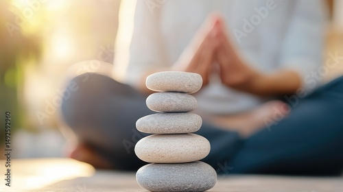 Balanced stone stack meditation