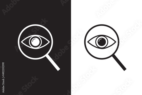 Eye Inside Magnifier Search Icon Design set